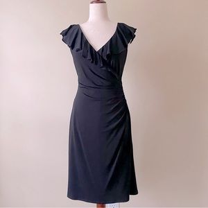 WHBM Black ruffle V-Neck dress Size 6